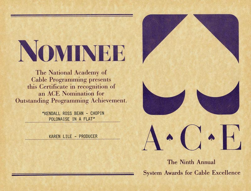 ACE Award Nomination Certificate